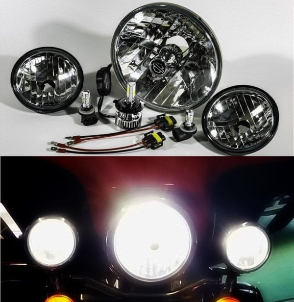 3 Way Sealed Beam 1990-2005 8 Piece Harley FL LED Conversion Kit