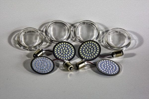 Bullet Front White Amber 1157 & Red Rear 1156 LED With 4 Clear Lenses